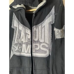 Vintage Tapout MPS Pullover Hoodie Black Gray‎ Logo Y2K MMA Streetwear Size XL